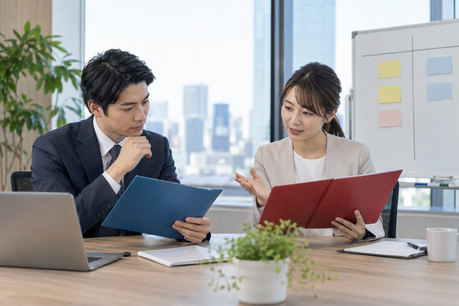 急な依頼について現在の仕事と優先順位を相談するビジネスパーソン