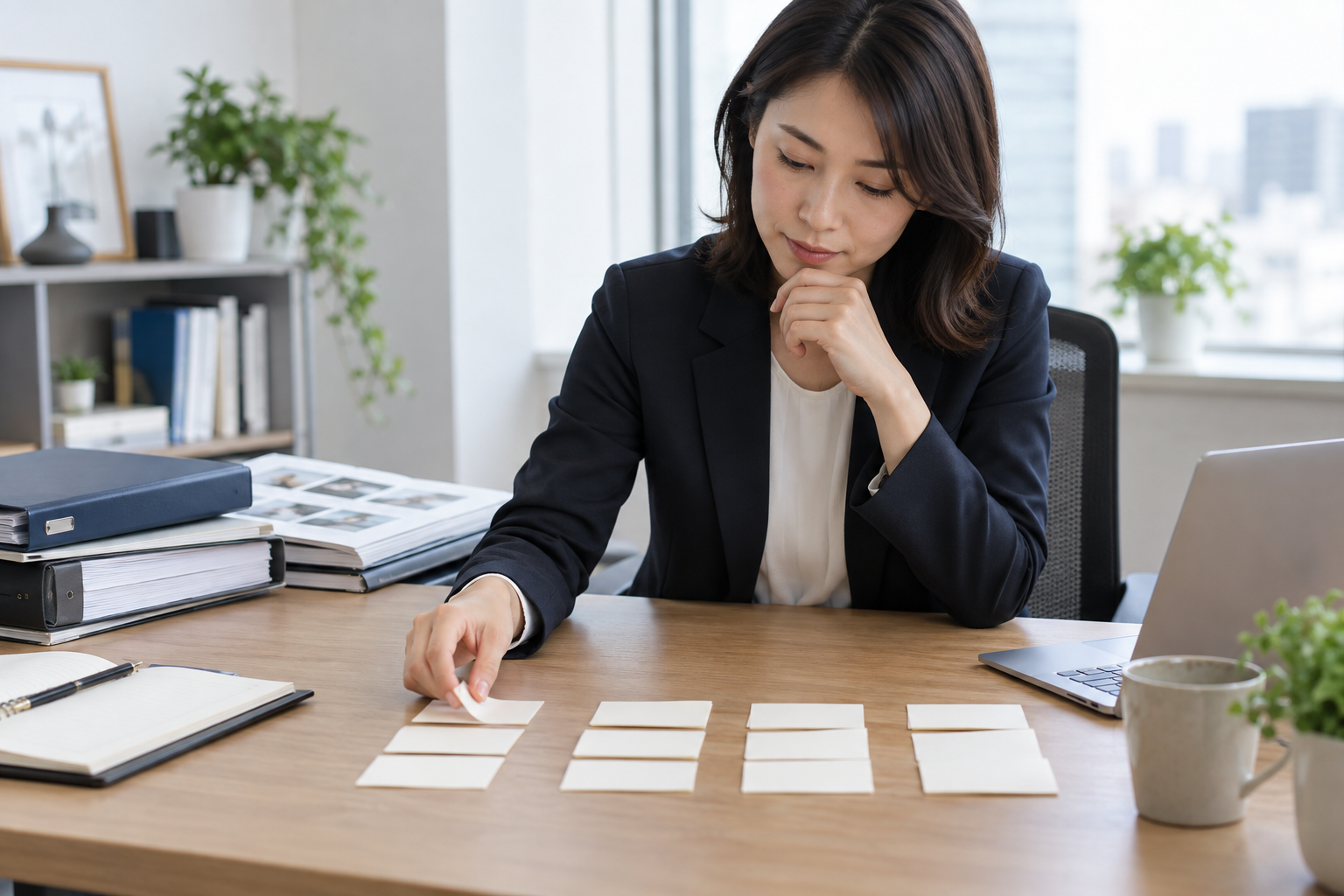 過去の仕事を振り返りキャリアの棚卸しをするビジネスパーソン