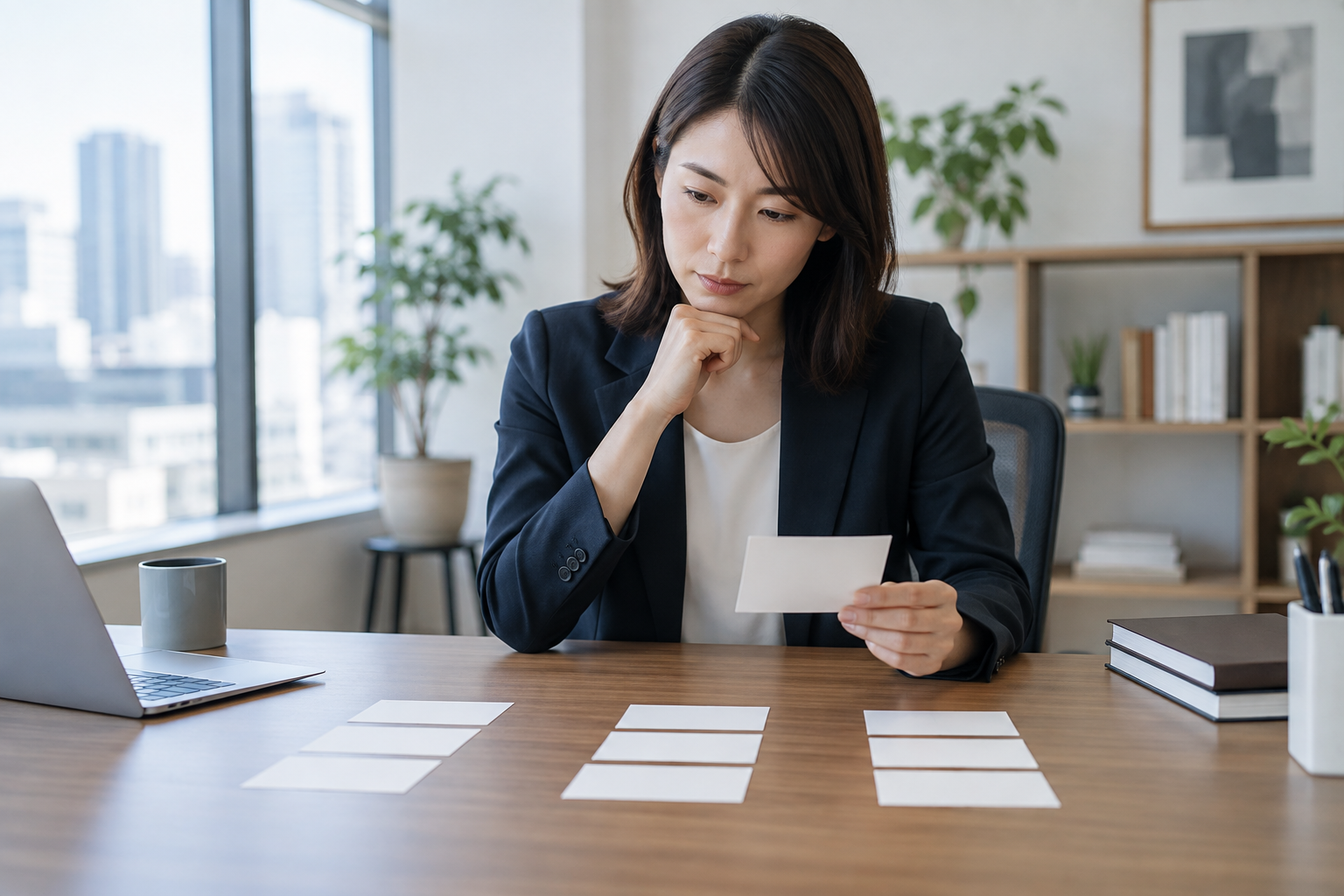 複数の転職条件を比べて自分の優先順位を整理するビジネスパーソン